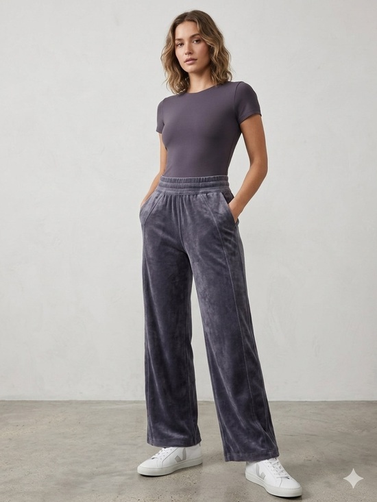 lululemon athletica Pants - lululemon athletica Wide Leg Plush Pants in Charcoal Gray